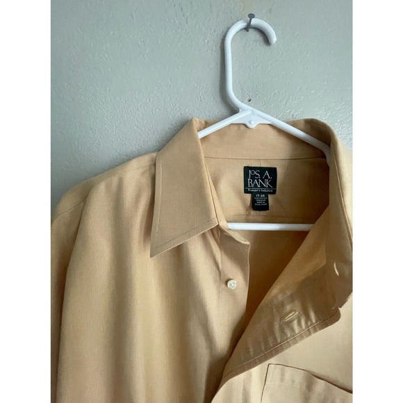 Jos A Bank 17-34 Travelers Collection Dress Shirt Yellow - Picture 10 of 11